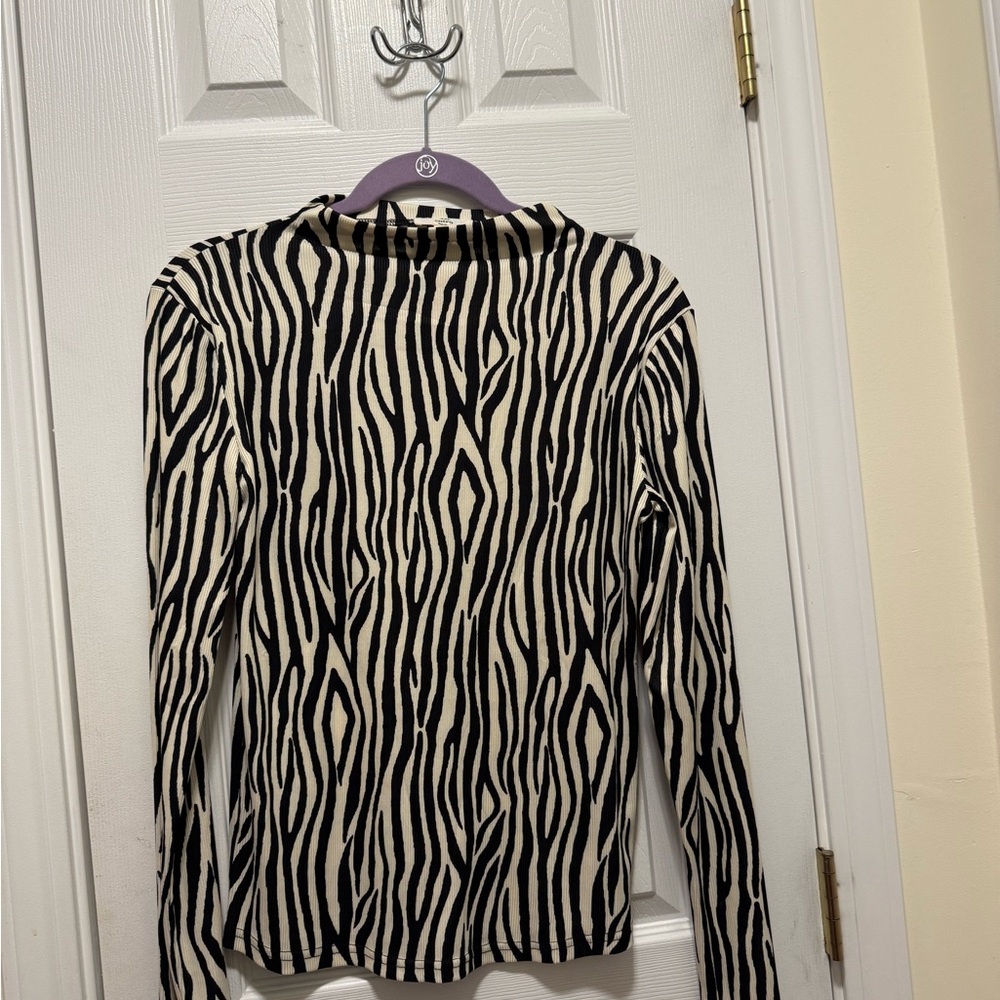 Zebra Print Long Sleeve Top Mock Neck by Entro